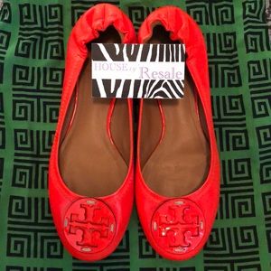 Tory Burch Reva Ballet Flat 7.5 Neon Matte Leather